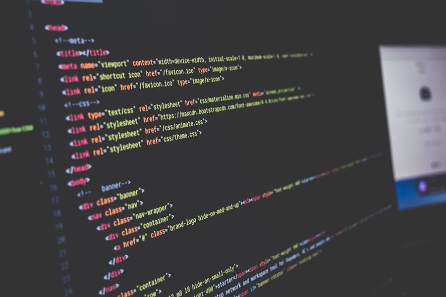 Website code on a monitor